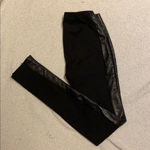 Black Danier Pants With Two Leather Stripes